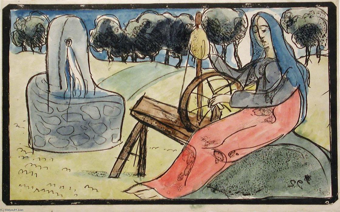 WikiOO.org - Encyclopedia of Fine Arts - Maleri, Artwork Emile Bernard - La Fileuse (The Spinner)