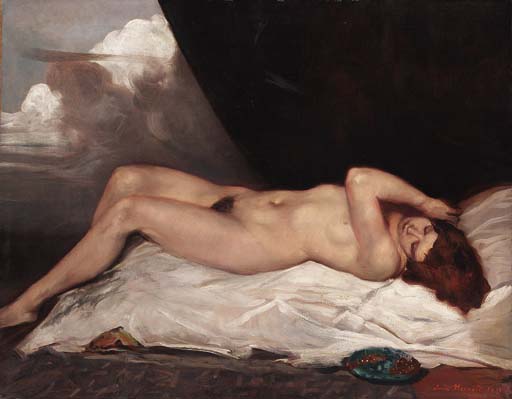 WikiOO.org - Εγκυκλοπαίδεια Καλών Τεχνών - Ζωγραφική, έργα τέχνης Emile Bernard - Nude with a plate of cherries