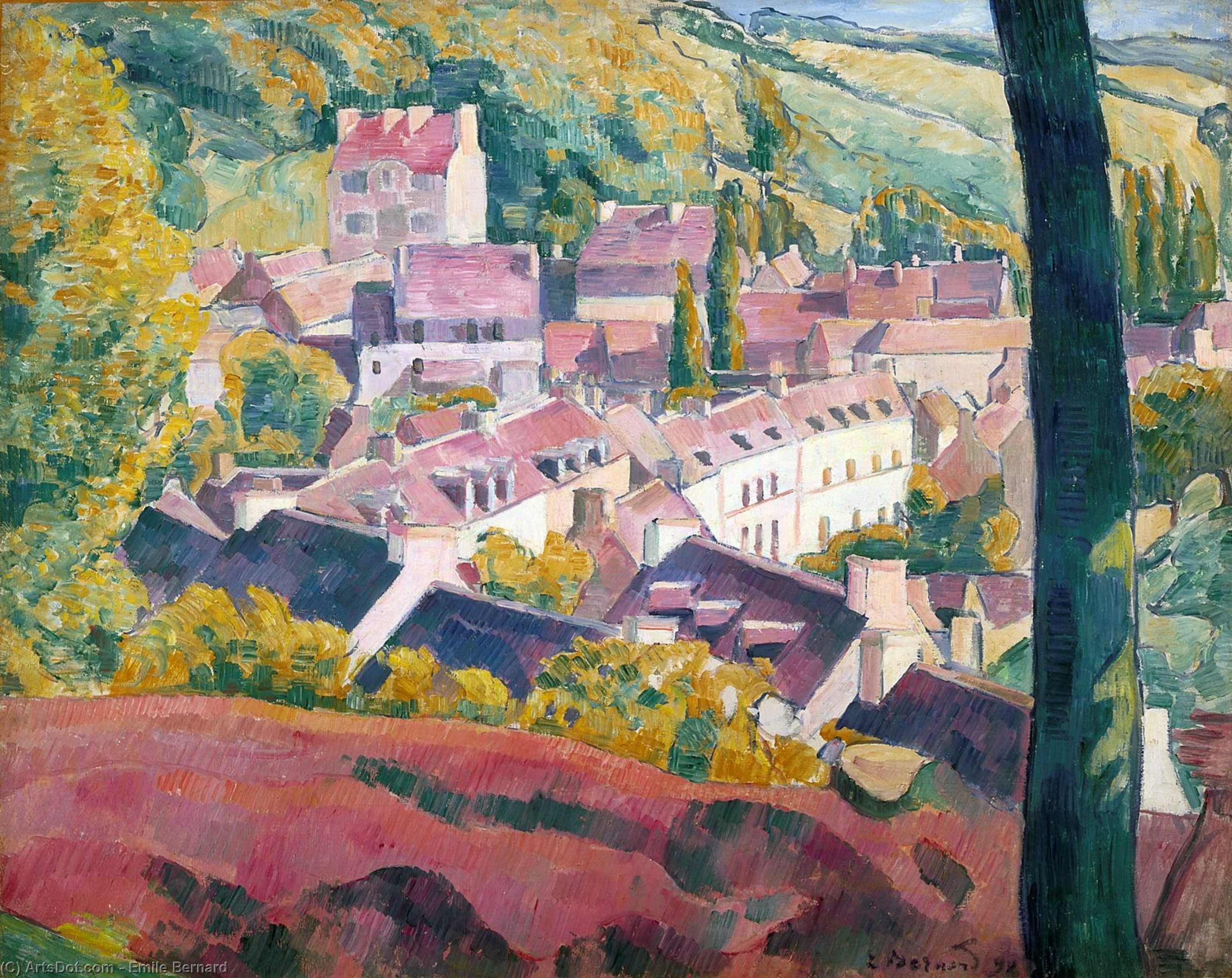 Wikioo.org - The Encyclopedia of Fine Arts - Painting, Artwork by Emile Bernard - Pont-Aven Seen from the Bois d'Amour