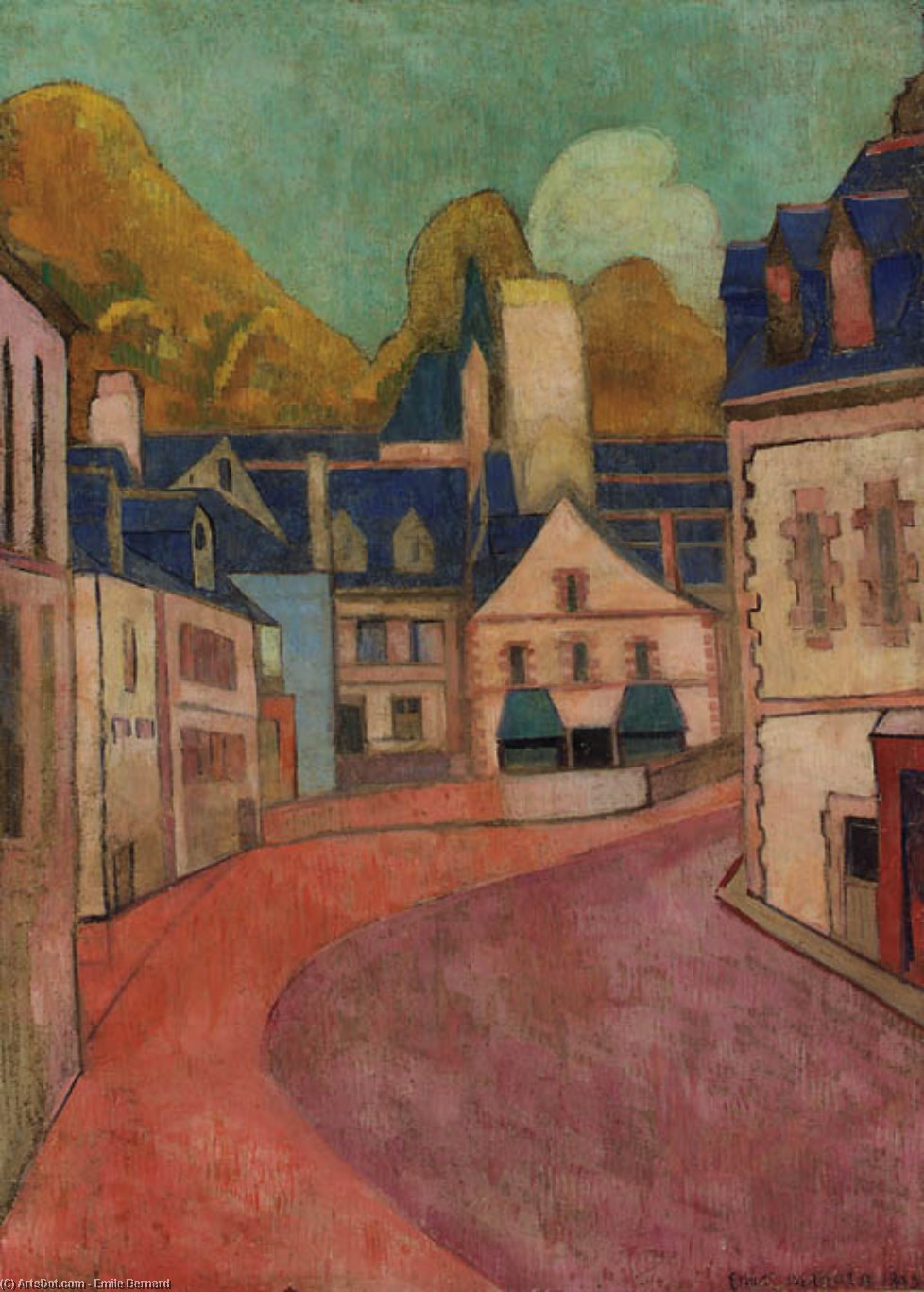 Wikioo.org - The Encyclopedia of Fine Arts - Painting, Artwork by Emile Bernard - Rose Street in Pont-Aven