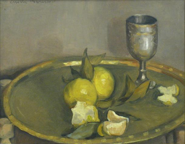 Wikioo.org - The Encyclopedia of Fine Arts - Painting, Artwork by Emile Bernard - Still Life with Lemons and Goblet