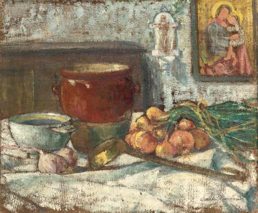 Wikioo.org – La Enciclopedia de las Bellas Artes - Pintura, Obras de arte de Emile Bernard - Todavía vida con las cebollas