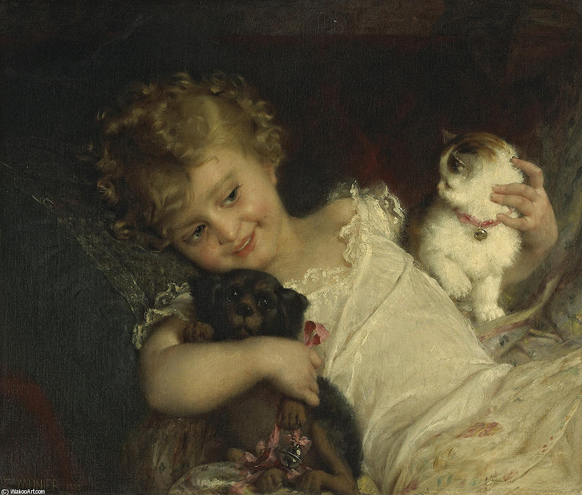 Wikioo.org - The Encyclopedia of Fine Arts - Painting, Artwork by Emile Munier - Childhood Friends