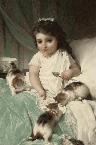 Wikioo.org - The Encyclopedia of Fine Arts - Painting, Artwork by Emile Munier - Feeding new friends