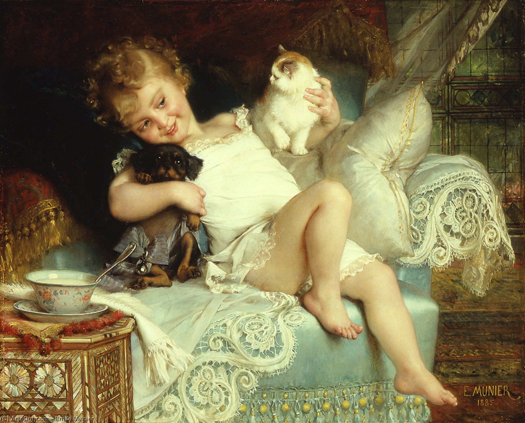 Wikioo.org - The Encyclopedia of Fine Arts - Painting, Artwork by Emile Munier - Three friends