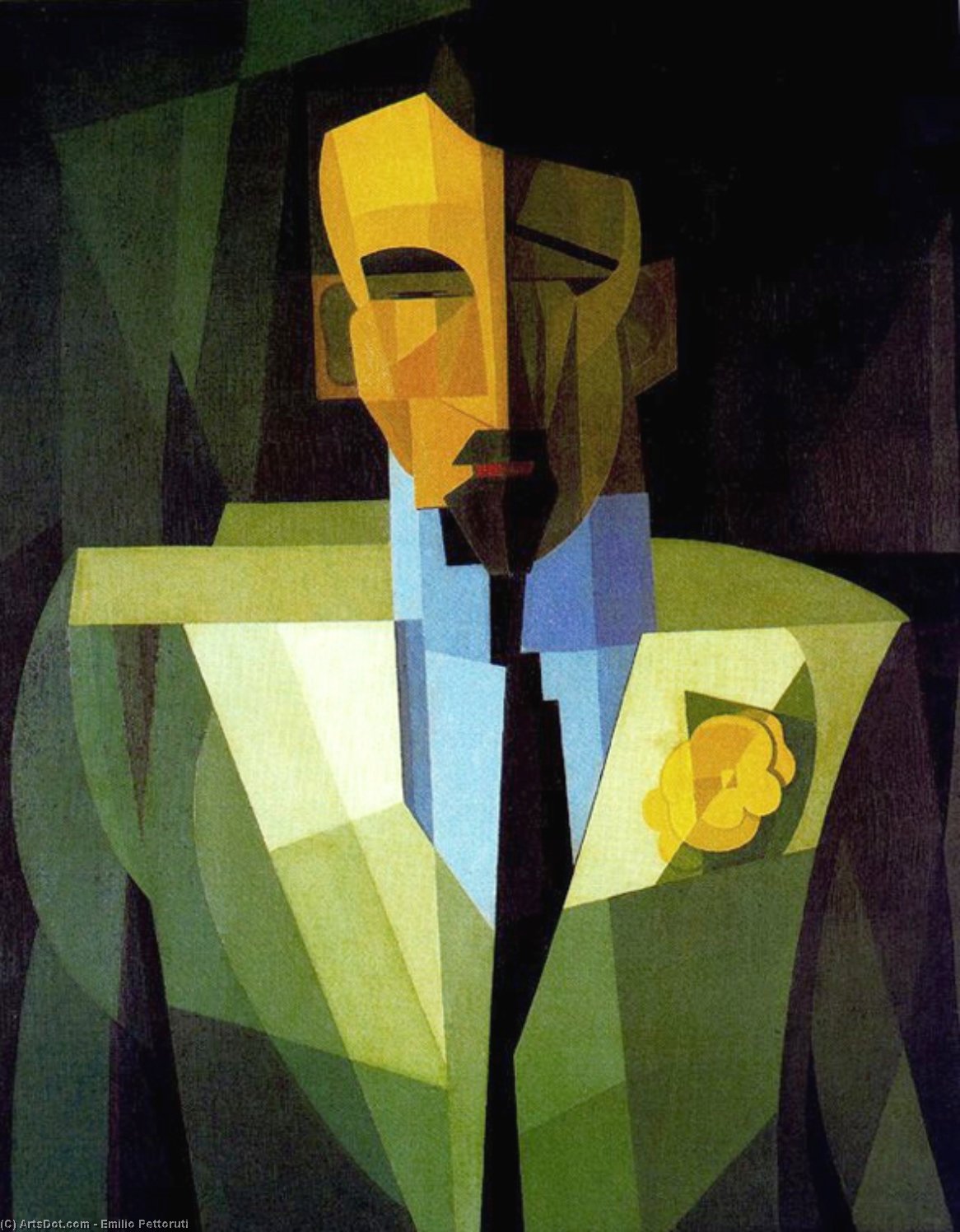 Wikioo.org – La Enciclopedia de las Bellas Artes - Pintura, Obras de arte de Emilio Pettoruti - el hombre con el amarillo flor