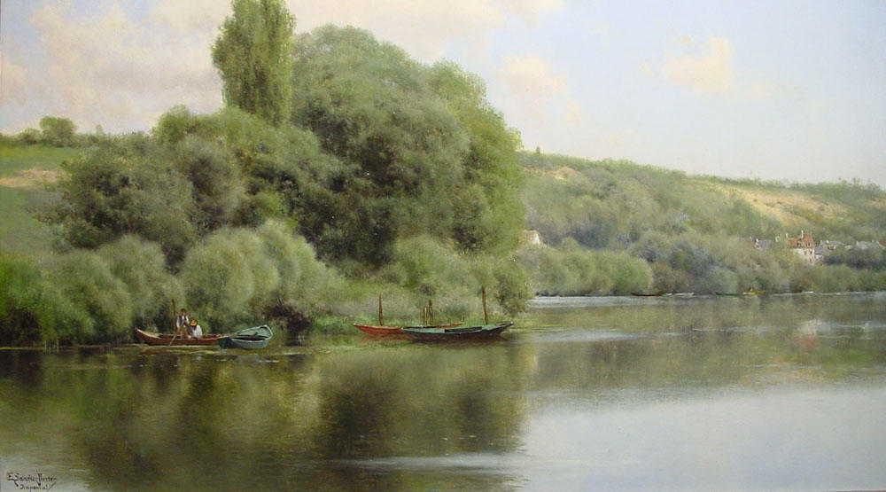 WikiOO.org - Encyclopedia of Fine Arts - Maleri, Artwork Emilio Sanchez-Perrier - Calm Waters at Chaponval