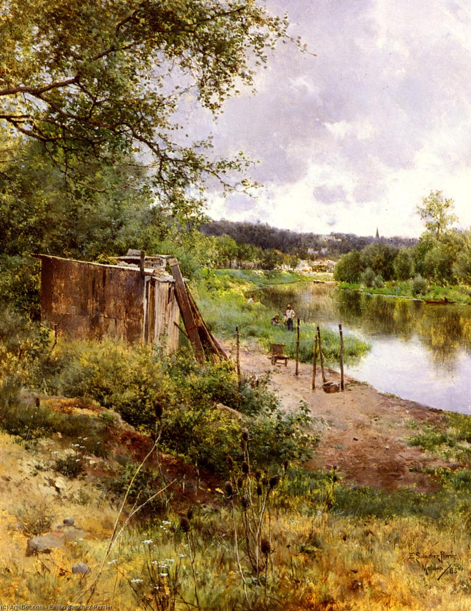 Wikioo.org - The Encyclopedia of Fine Arts - Painting, Artwork by Emilio Sanchez-Perrier - On The River Bank