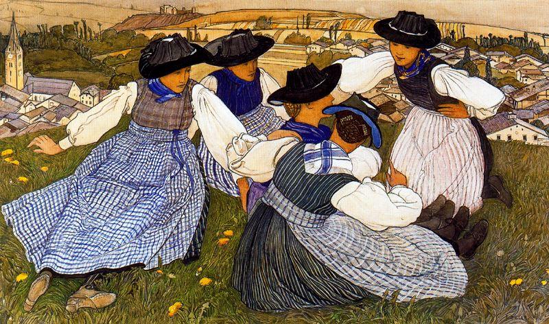 Wikioo.org - The Encyclopedia of Fine Arts - Painting, Artwork by Ernest Bieler - A beautiful Sunday at Savièze