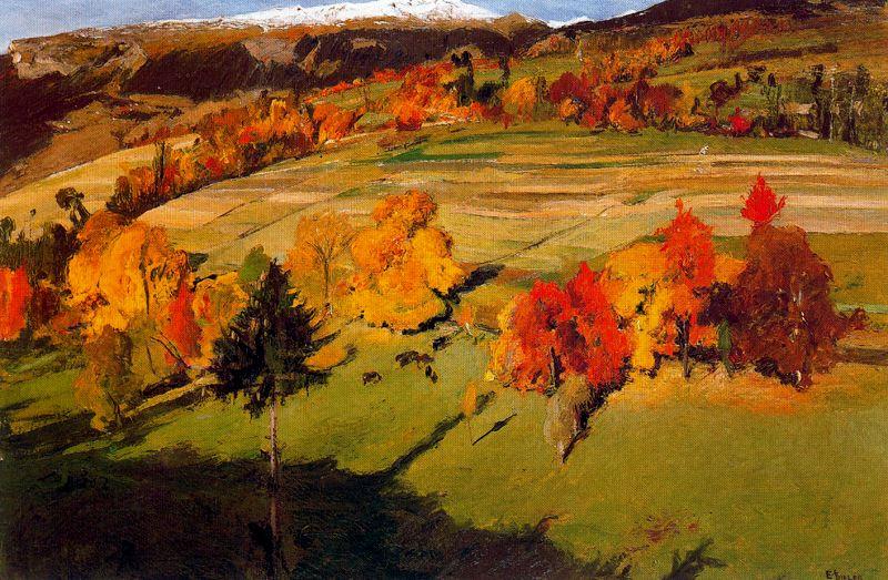 Wikioo.org - The Encyclopedia of Fine Arts - Painting, Artwork by Ernest Bieler - Autumnal landscape, high in Savièse