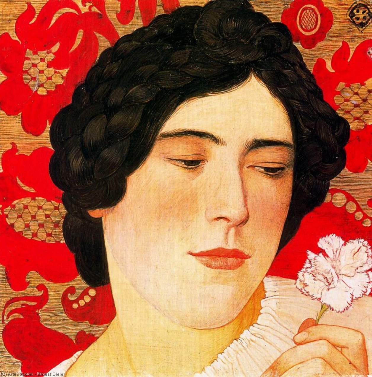 WikiOO.org - אנציקלופדיה לאמנויות יפות - ציור, יצירות אמנות Ernest Bieler - Girl with the æillet