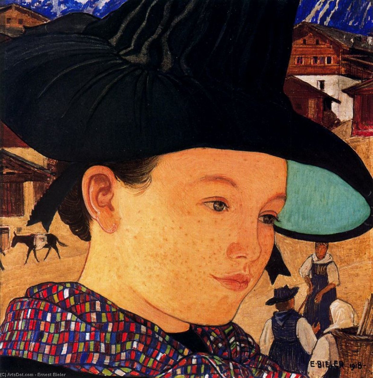 Wikioo.org - The Encyclopedia of Fine Arts - Painting, Artwork by Ernest Bieler - Maiden with hat