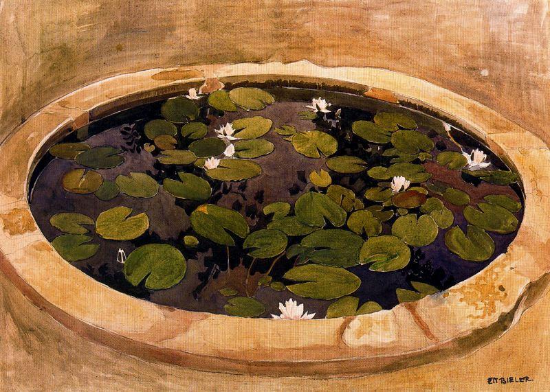 Wikioo.org - The Encyclopedia of Fine Arts - Painting, Artwork by Ernest Bieler - Study for The mysterious Water. The lily pond