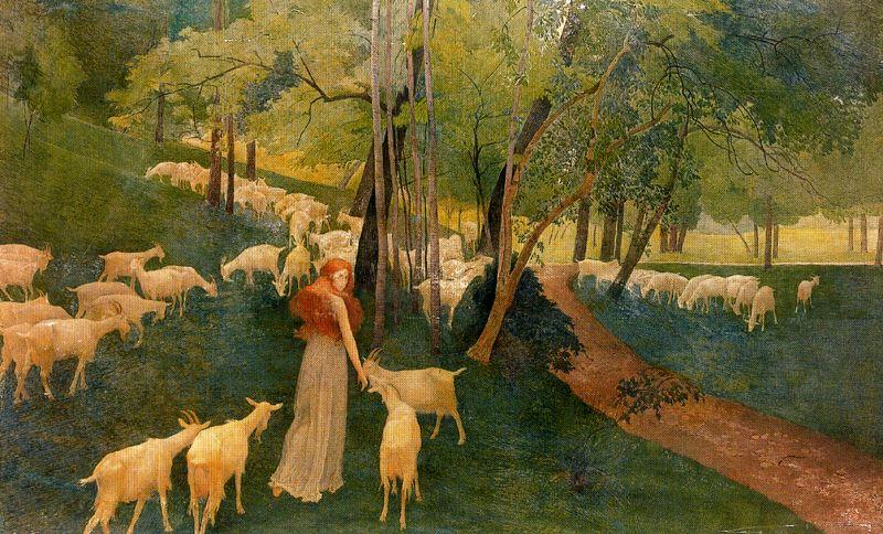 WikiOO.org - Enciklopedija likovnih umjetnosti - Slikarstvo, umjetnička djela Ernest Bieler - The Caprices. Wing chairs and goats. Undergrowth