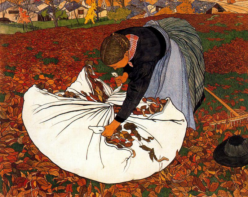 Wikioo.org - The Encyclopedia of Fine Arts - Painting, Artwork by Ernest Bieler - The leaf gatherer