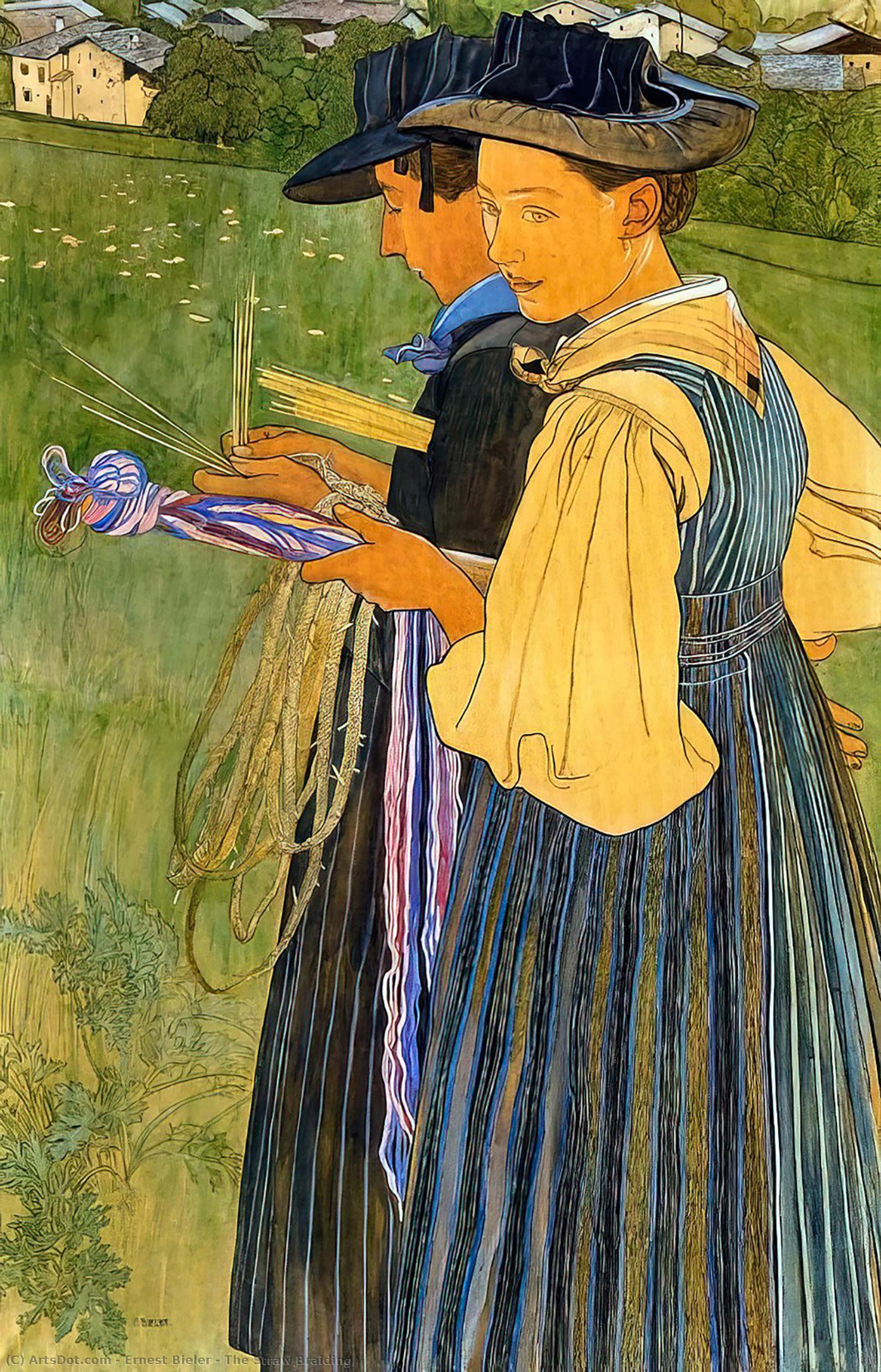 Wikioo.org - The Encyclopedia of Fine Arts - Painting, Artwork by Ernest Bieler - The Straw Braiding