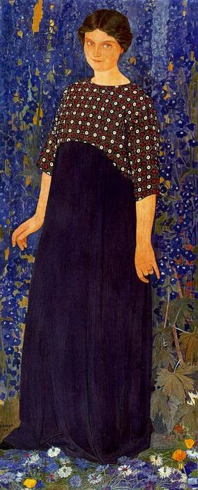 Wikioo.org - The Encyclopedia of Fine Arts - Painting, Artwork by Ernest Bieler - Woman in Blue. Portrait of Andre Michelle