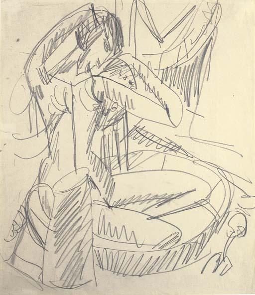 WikiOO.org - Enciklopedija dailės - Tapyba, meno kuriniai Ernst Ludwig Kirchner - Akt im Tub