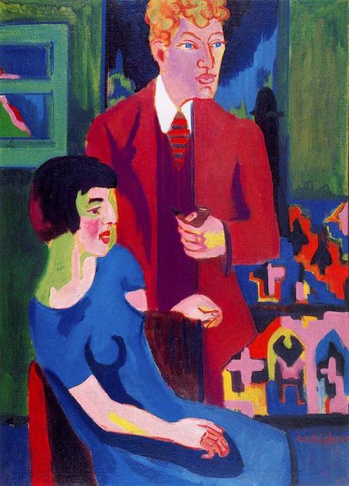 Wikioo.org - Bách khoa toàn thư về mỹ thuật - Vẽ tranh, Tác phẩm nghệ thuật Ernst Ludwig Kirchner - Alber Müller and his wife