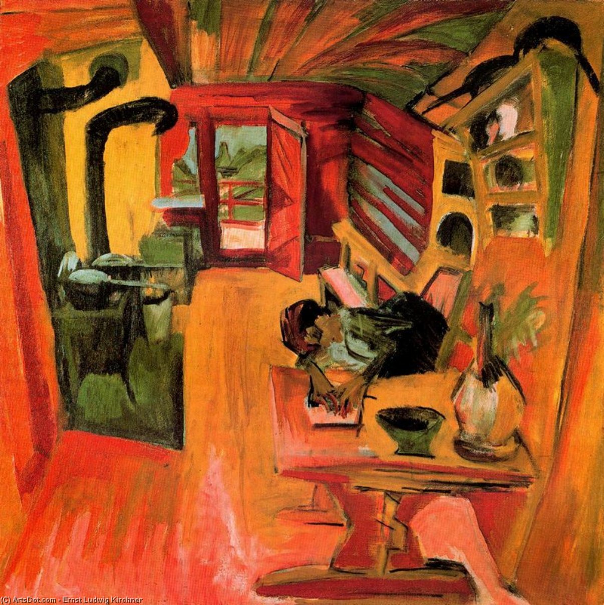 Wikioo.org - The Encyclopedia of Fine Arts - Painting, Artwork by Ernst Ludwig Kirchner - Alpine kitchen