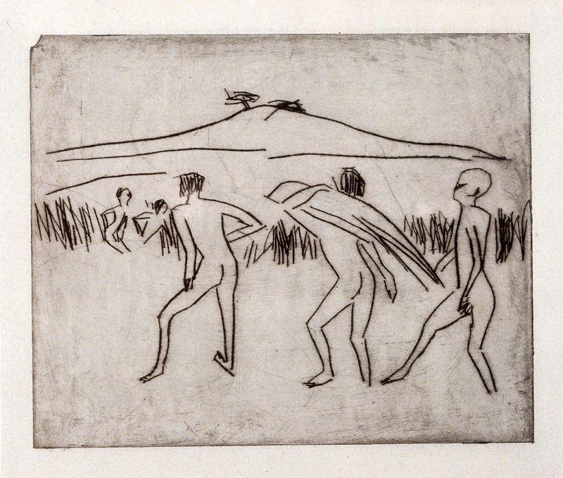 WikiOO.org - Enciklopedija dailės - Tapyba, meno kuriniai Ernst Ludwig Kirchner - Bathers 1