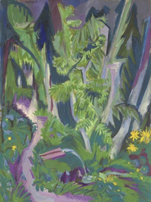 WikiOO.org - Encyclopedia of Fine Arts - Målning, konstverk Ernst Ludwig Kirchner - Bergwald