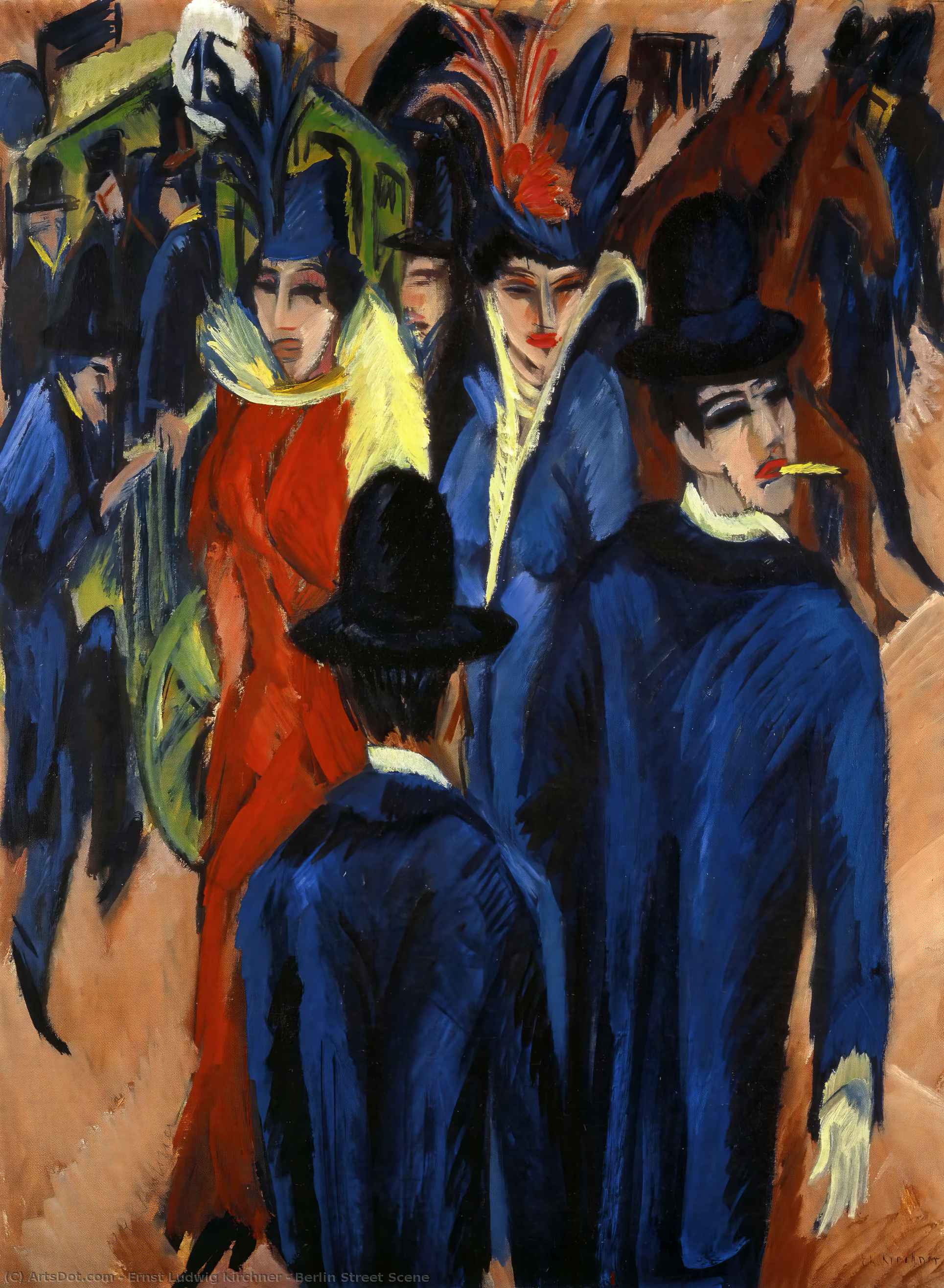 WikiOO.org - Enciclopédia das Belas Artes - Pintura, Arte por Ernst Ludwig Kirchner - Berlin Street Scene