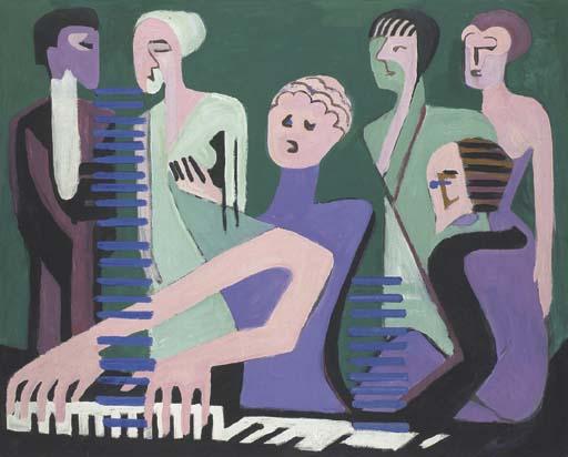 Wikioo.org - The Encyclopedia of Fine Arts - Painting, Artwork by Ernst Ludwig Kirchner - Cantatrice au piano or Pianistin