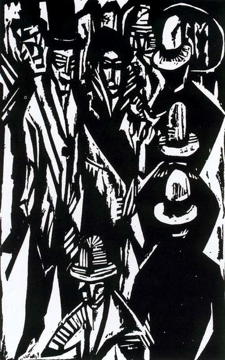 Wikioo.org - The Encyclopedia of Fine Arts - Painting, Artwork by Ernst Ludwig Kirchner - Croud walking down the street