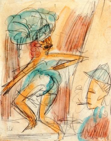 WikiOO.org - Enciclopédia das Belas Artes - Pintura, Arte por Ernst Ludwig Kirchner - Dancer and Audience