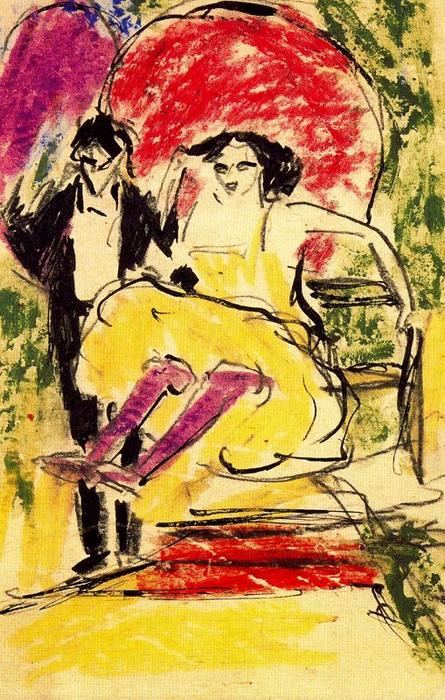 WikiOO.org – 美術百科全書 - 繪畫，作品 Ernst Ludwig Kirchner -  跳舞 夫妻 的  的  品种
