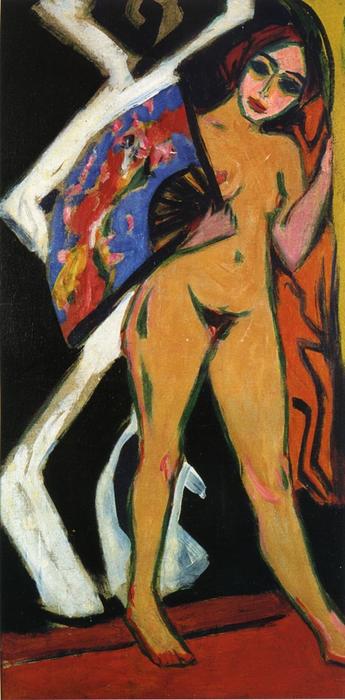 Wikioo.org - The Encyclopedia of Fine Arts - Painting, Artwork by Ernst Ludwig Kirchner - Dodo with Large Fan