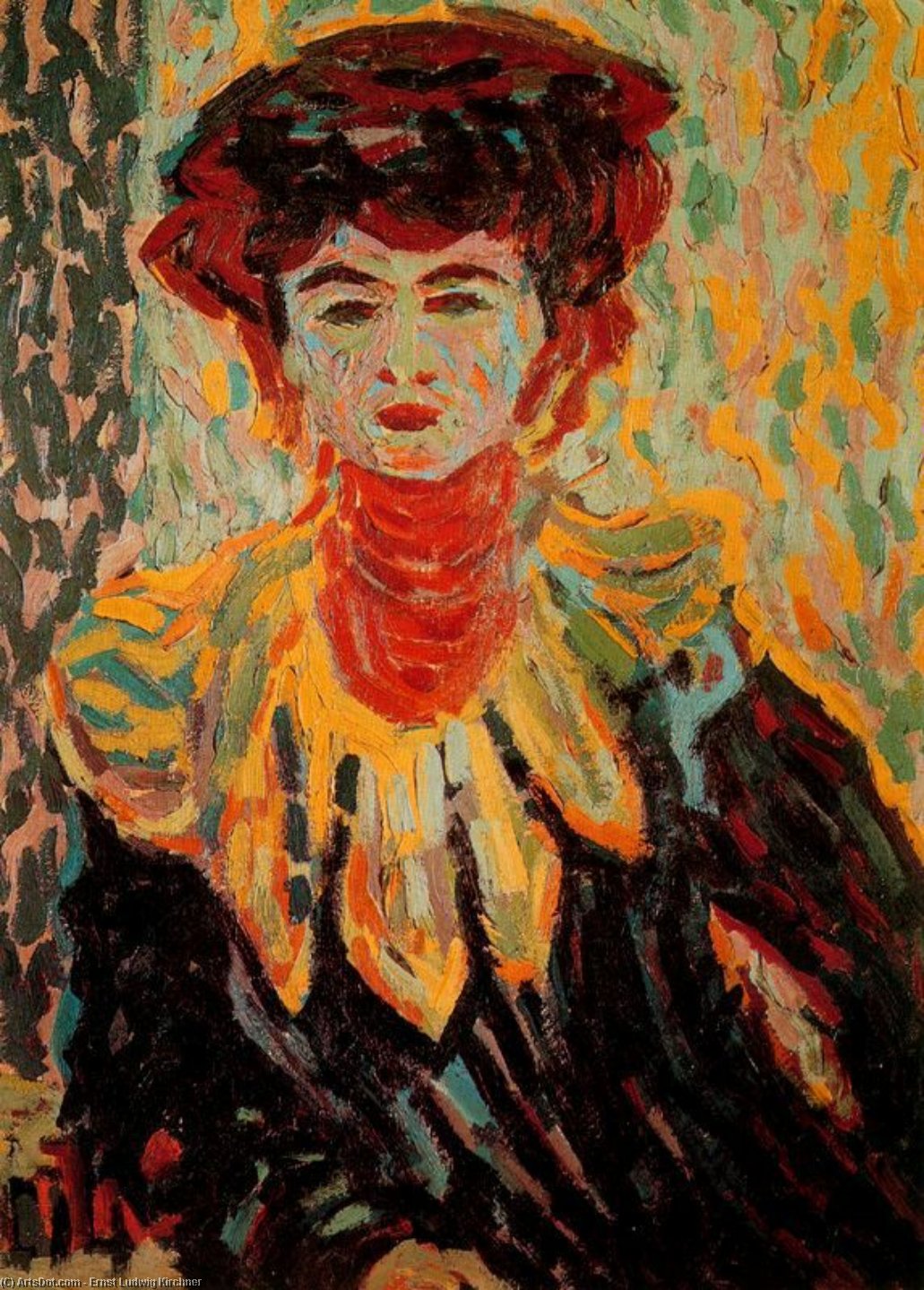 WikiOO.org - Encyclopedia of Fine Arts - Maleri, Artwork Ernst Ludwig Kirchner - Doris with high neck