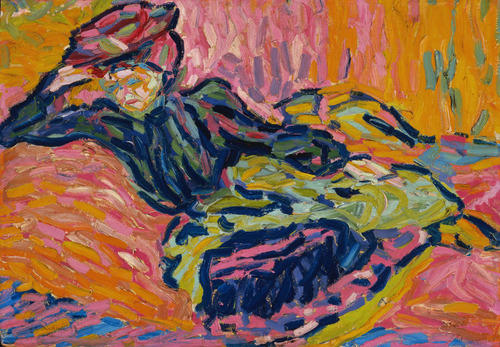 WikiOO.org - Encyclopedia of Fine Arts - Schilderen, Artwork Ernst Ludwig Kirchner - Girl on a Divan