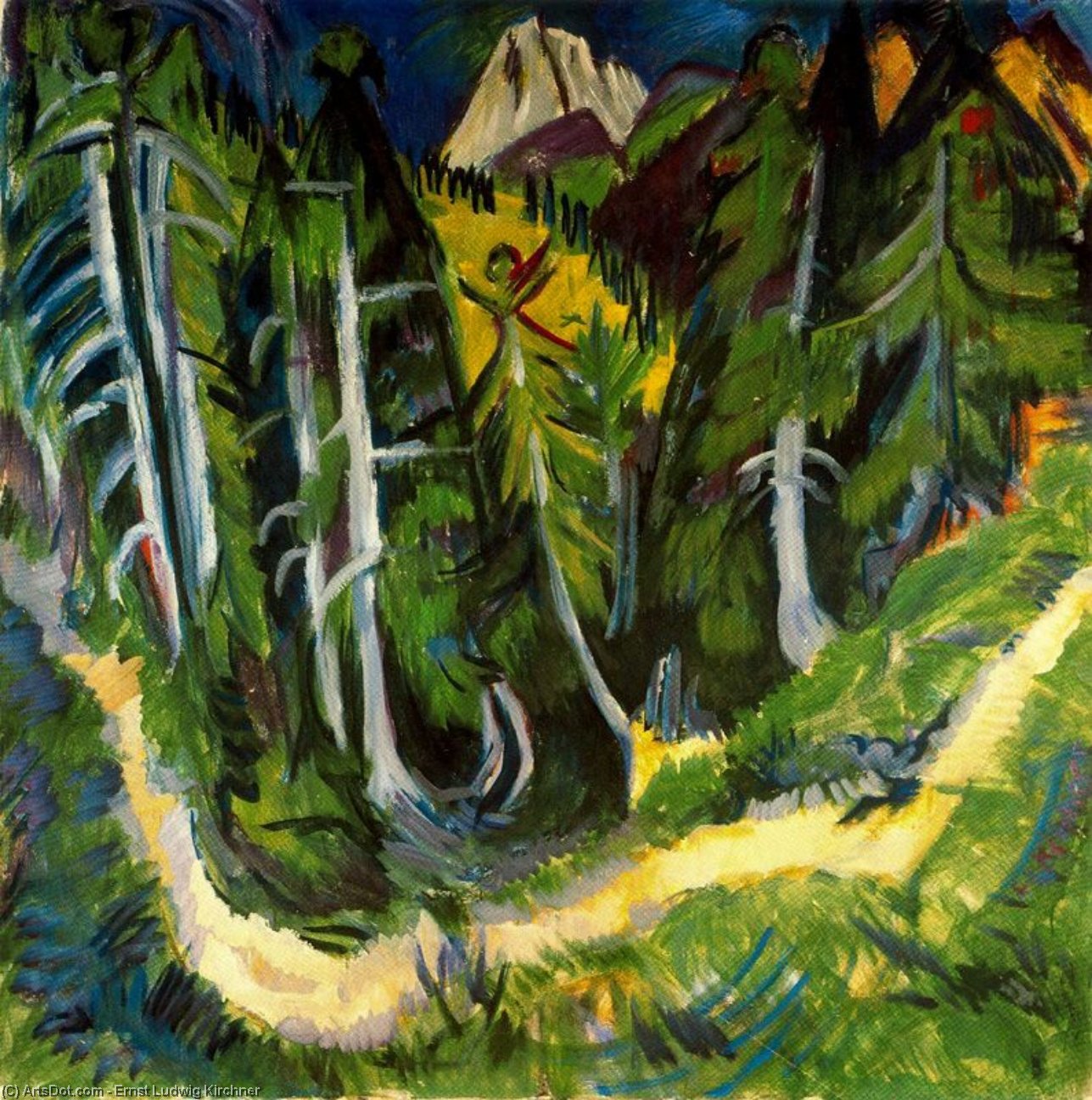 Wikioo.org - The Encyclopedia of Fine Arts - Painting, Artwork by Ernst Ludwig Kirchner - Gola nel bosco di Stafel