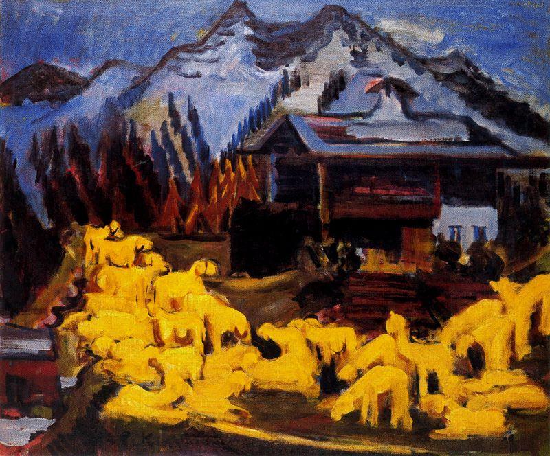 Wikioo.org – La Enciclopedia de las Bellas Artes - Pintura, Obras de arte de Ernst Ludwig Kirchner - Gregge di pecore