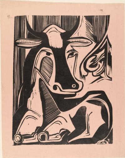 Wikoo.org - موسوعة الفنون الجميلة - اللوحة، العمل الفني Ernst Ludwig Kirchner - Large Cow Reclining