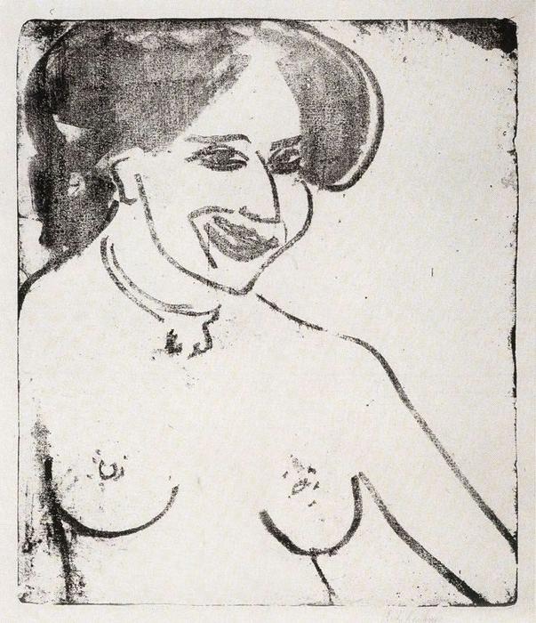 WikiOO.org - Encyclopedia of Fine Arts - Maleri, Artwork Ernst Ludwig Kirchner - Nude smiling