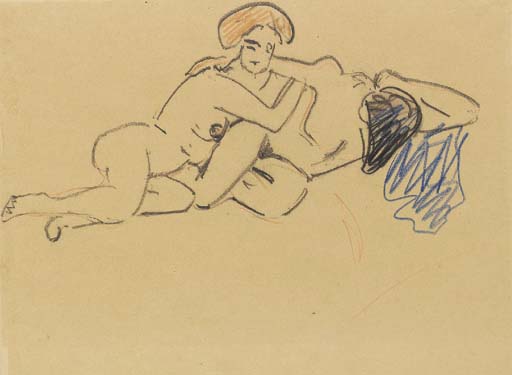 WikiOO.org - Encyclopedia of Fine Arts - Maľba, Artwork Ernst Ludwig Kirchner - Playing nudes