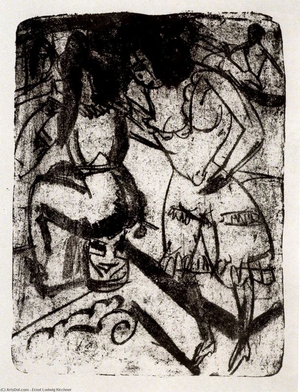 WikiOO.org - Encyclopedia of Fine Arts - Schilderen, Artwork Ernst Ludwig Kirchner - Scena di toeletta