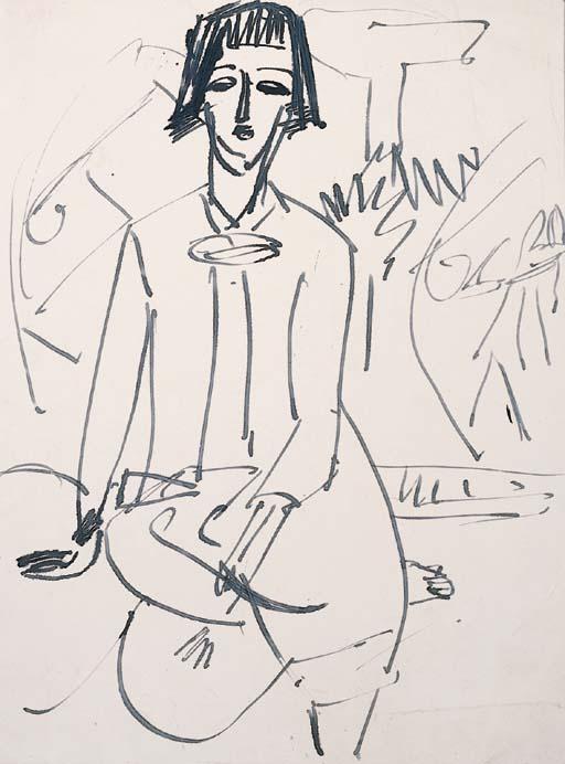 WikiOO.org - Encyclopedia of Fine Arts - Maľba, Artwork Ernst Ludwig Kirchner - Seated girl