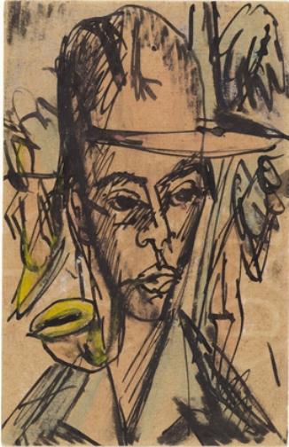 WikiOO.org - Encyclopedia of Fine Arts - Maalaus, taideteos Ernst Ludwig Kirchner - Self-Portrait with Pipe