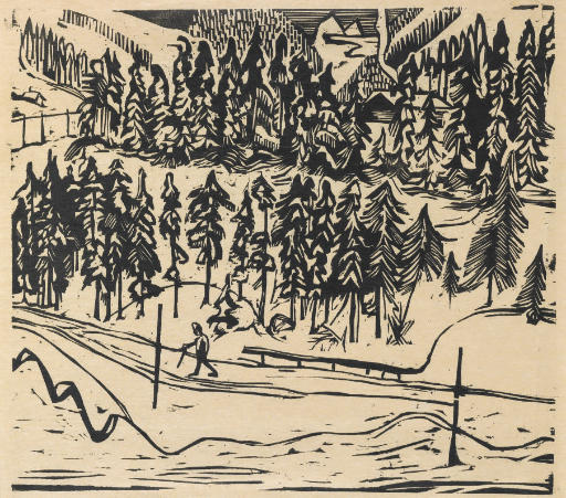 WikiOO.org - Encyclopedia of Fine Arts - Schilderen, Artwork Ernst Ludwig Kirchner - Sertigweg in Winter