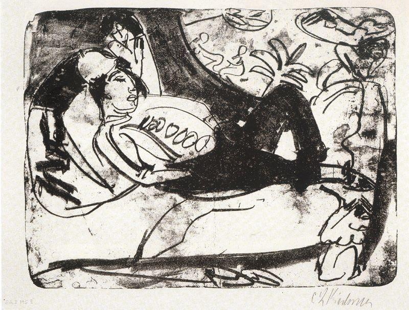 WikiOO.org - Encyclopedia of Fine Arts - Maalaus, taideteos Ernst Ludwig Kirchner - Siesta