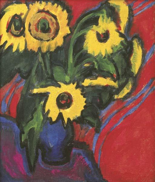 WikiOO.org - Encyclopedia of Fine Arts - Festés, Grafika Ernst Ludwig Kirchner - Sunflowers