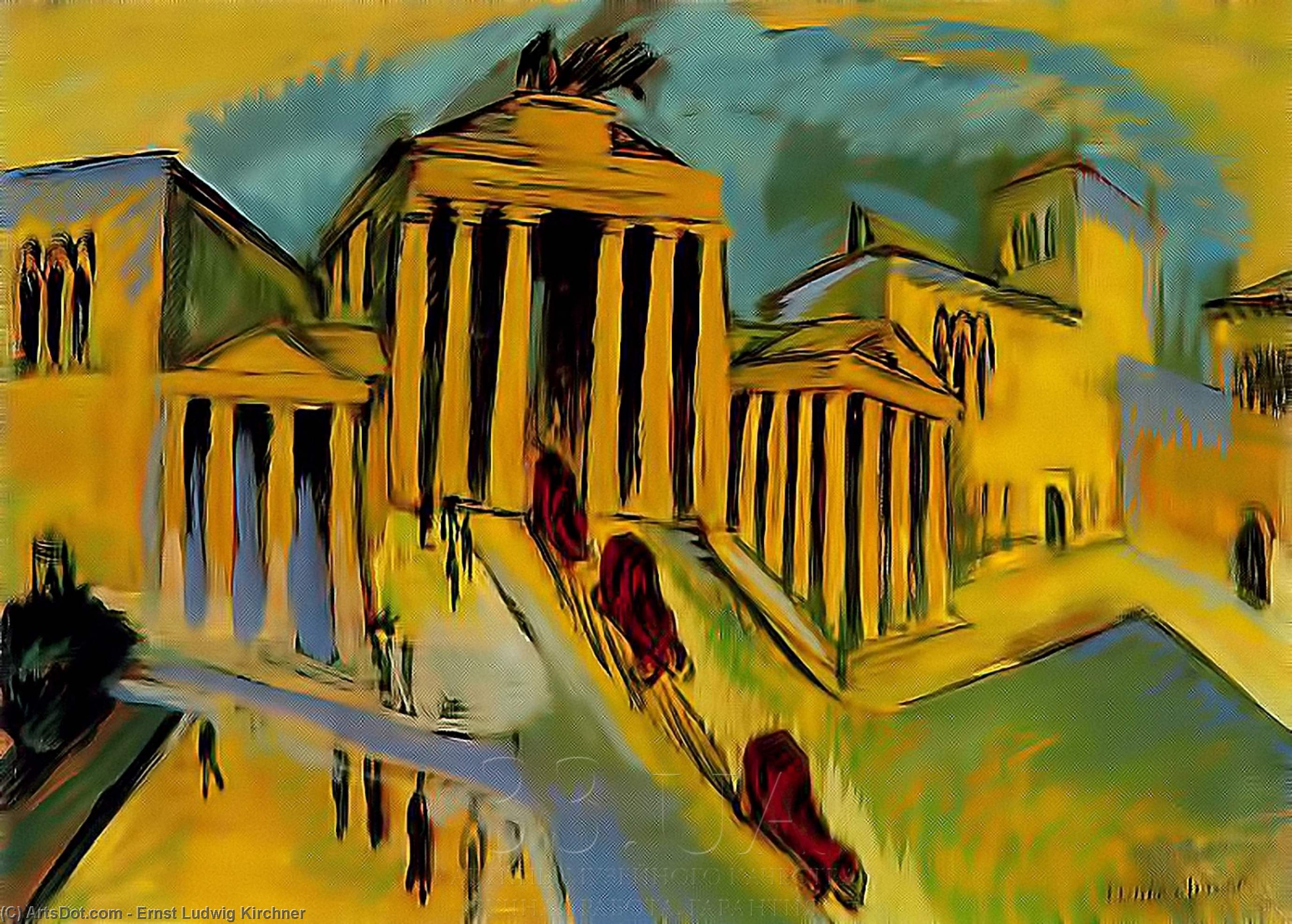 Wikioo.org – L'Encyclopédie des Beaux Arts - Peinture, Oeuvre de Ernst Ludwig Kirchner - le brandeburg porte , Berlin