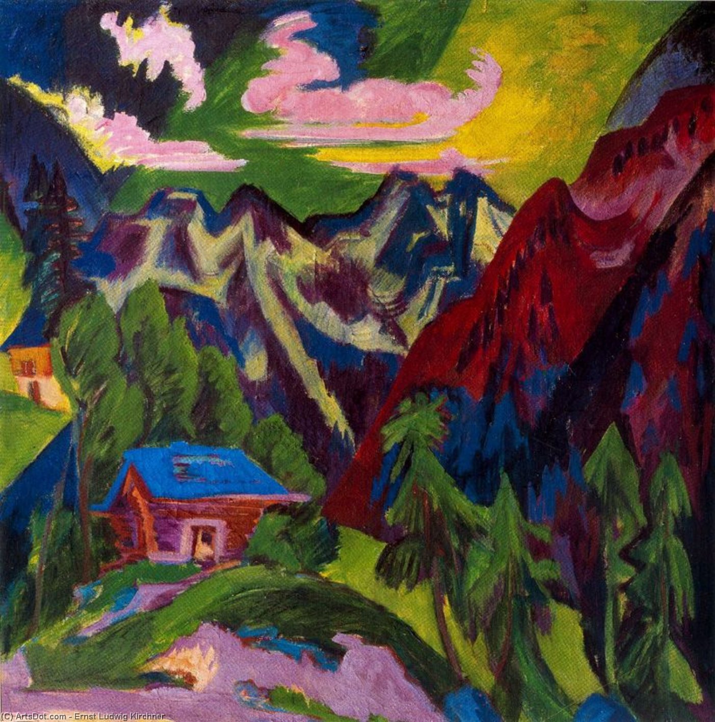 Wikoo.org - موسوعة الفنون الجميلة - اللوحة، العمل الفني Ernst Ludwig Kirchner - The Klosters mountain