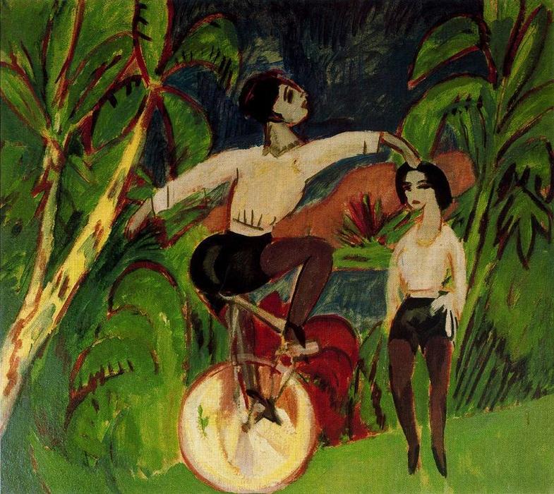 Wikoo.org - موسوعة الفنون الجميلة - اللوحة، العمل الفني Ernst Ludwig Kirchner - The monociclist