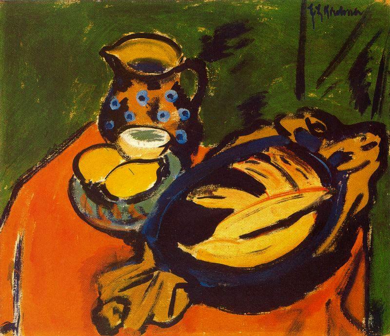 Wikoo.org - موسوعة الفنون الجميلة - اللوحة، العمل الفني Ernst Ludwig Kirchner - The wooden bowl