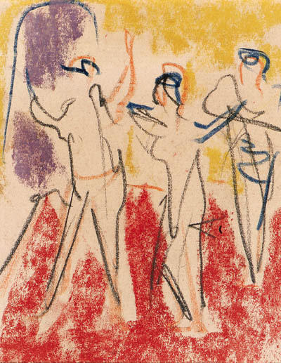 Wikoo.org - موسوعة الفنون الجميلة - اللوحة، العمل الفني Ernst Ludwig Kirchner - Three dancers